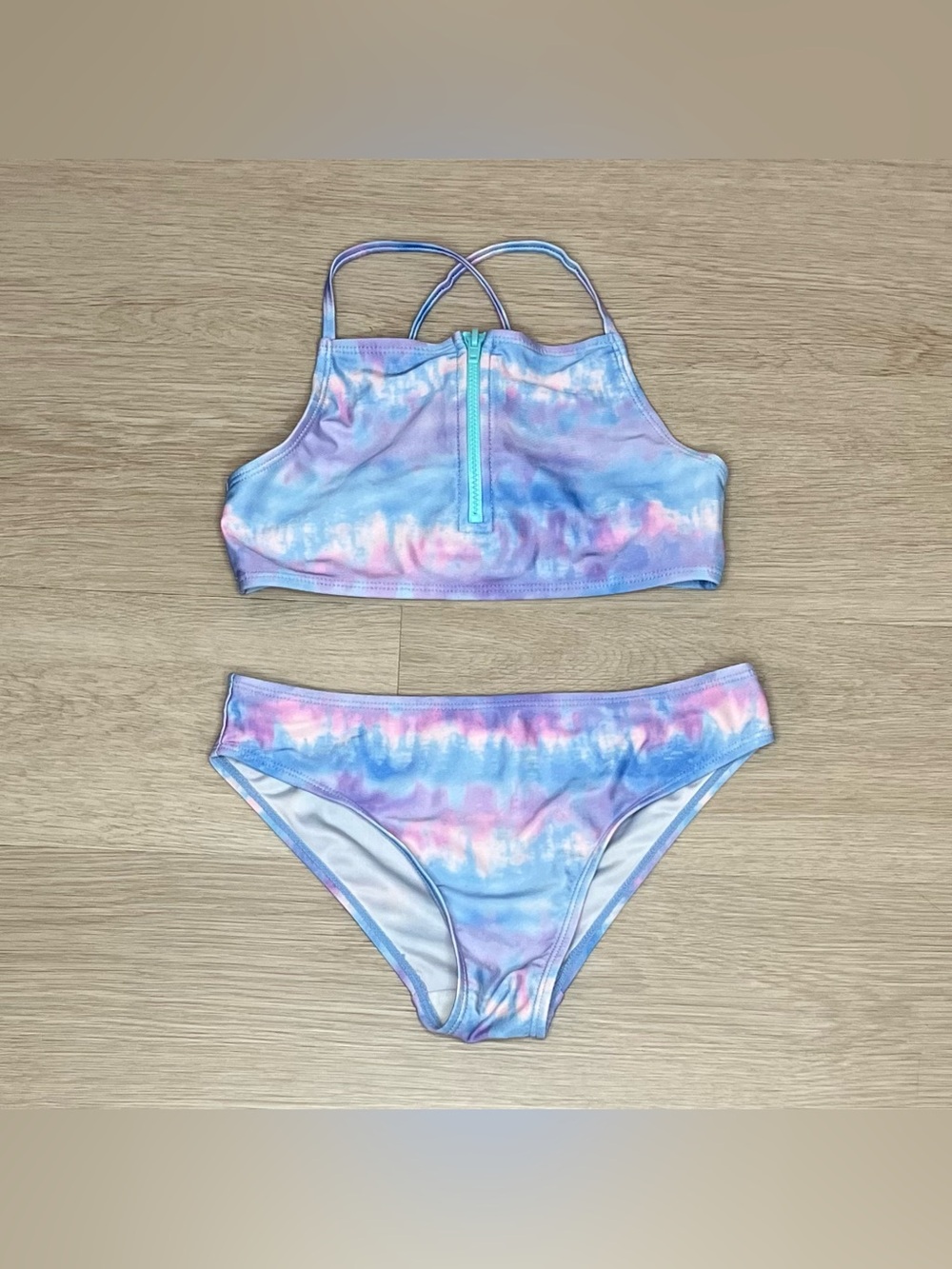 Primark Kids Tie-Dye Two-Piece Swim Set - Pastel Blue & Pink - Size 8/9 Years